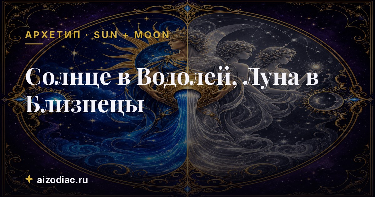 Солнце в Водолей, Луна в Близнецы — характер, любовь, работа