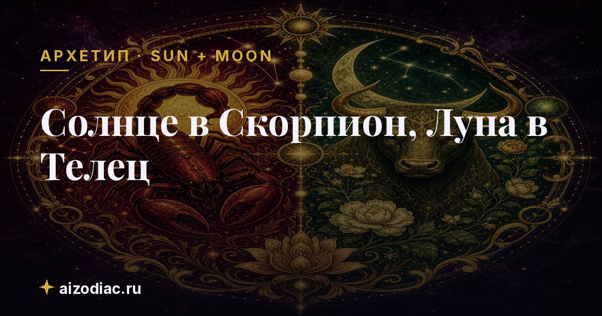 Солнце в Скорпион, Луна в Телец — характер, любовь, работа