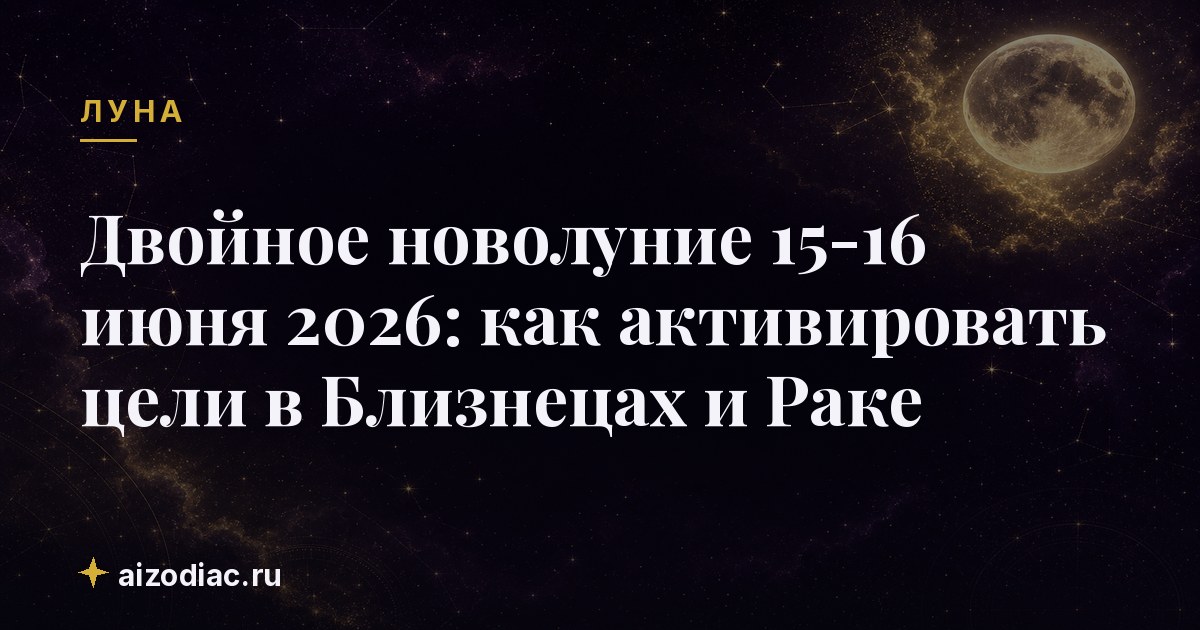 Двойное новолуние 15‑16 июня 2026: как активировать цели в Близнецах и Раке