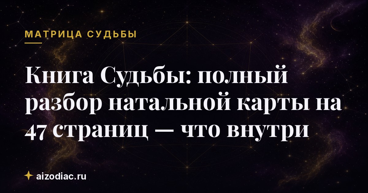 Книга Судьбы: полный разбор натальной карты на 47 страниц — что внутри