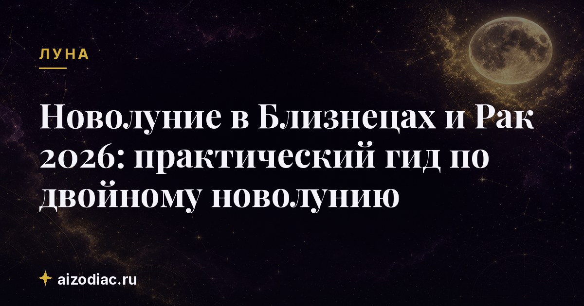 Новолуние в Близнецах и Рак 2026: практический гид по двойному новолунию