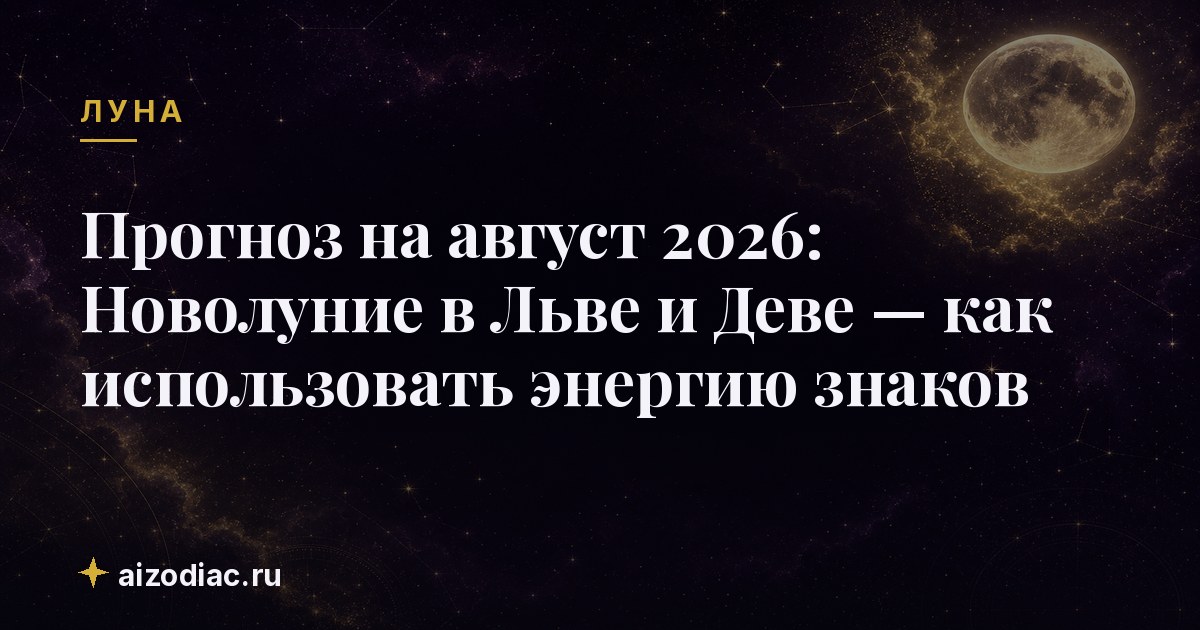Прогноз на август 2026: Новолуние в Льве и Деве — как использовать энергию знаков